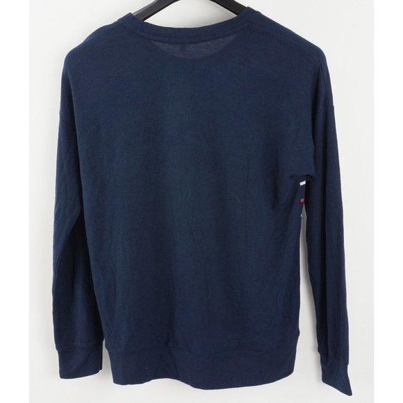 NWOT PJ Salvage Womens XL Navy Blue Striped Crew Brush Knit Sweater Pajama Top - Picture 2 of 7